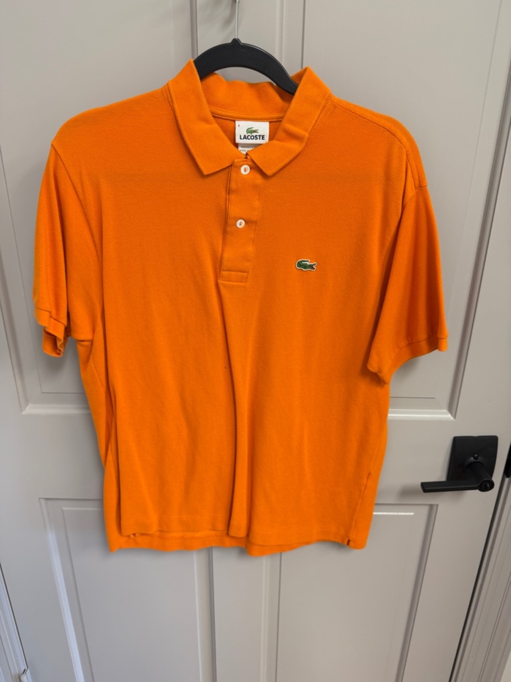 Lacoste Orange Short-Sleeve Polo with Crocodile Logo